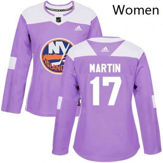 Womens Adidas New York Islanders 17 Matt Martin Authentic Purple Fights Cancer Practice NHL Jersey